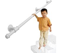 White Staircase Handrail, Stair Handrail, Non-Slip Grab Bar Railing Industrial Galvanized Steel Pipe Handle, Loft Wall-Mount Stair Banister Rail Support Kit(5ft/150cm)