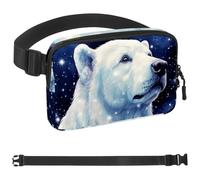 White Starry Polar Bear 1663 Sac banane à bandoulière pour homme et femme, sac de ceinture pour voyage, marche, course, randonnée, cyclisme, multicolore, 4 x 23 x 15 cm, multicolore,