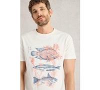 White Stuff Abersoch Fishes Graphic Tee White Print Taille: S | T-shirts avec imprimés Outlet | Homme | Blanche