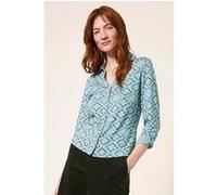 White Stuff Annie Jersey Shirt Teal Printed Taille: 22 | Chemises à boutons Outlet | Femme | Cyan