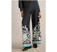 White Stuff Belle Wide Leg Trouser Black Multi Taille: 6 REGULAR | Évasés pantalons Outlet | Femme | Le Noir