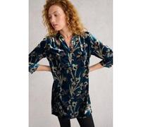 White Stuff Blake Velvet Tunic Blue Multi Taille: 12 REGULAR | Chemisiers Outlet | Femme | Bleu