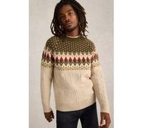 White Stuff Cable Fairisle Crew Neck Natural Multi Taille: XL | Pulls Outlet | Homme