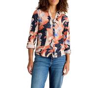 White Stuff Chemise à Paillettes imprimée Annie - Manches Trois-Quarts, col, Coupe Classique, mélange de Coton - Imprimé Bleu Marine - Taille 44