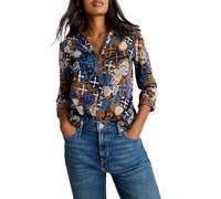 White Stuff Chemise Annie en Jersey de Coton - Coupe Classique, Fermeture boutonnée - Chartreuse Multicolore - Taille 40