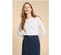 White Stuff T-Shirt Clara à Manches Longues et col Rond - T-Shirt décontracté en Jersey de Coton, Coupe Classique - Blanc éclatant - Taille 38