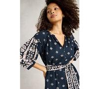 White Stuff Ella Embroidered Dress Navy Multi Taille: 12 PETITE | Robes Chemises Outlet | Femme | Bleu