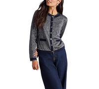 White Stuff Gilet à Paillettes Charlotte de - Col Rond, Coupe Classique, Maille de Coton - Bleu foncé - Taille 42