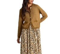 White Stuff Gilet à Paillettes Charlotte de - Col Rond, Coupe Classique, Maille de Coton - Vert Chartreuse foncé - Taille 38