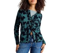 White Stuff Gilet imprimé Lulu de - Manches Longues, col Rond, Coupe Classique, Maille de Coton - Imprimé Bleu - Taille 46