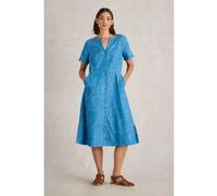 White Stuff Iris Cotton Jacquard Dress Chambray Blue Taille: 10 REGULAR | Robes Chemises Outlet | Femme | Bleu
