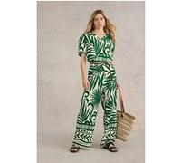White Stuff Lucinda Eco Vero Wide Trouser Green Printed Taille: 22R | Évasés pantalons Outlet | Femme | Vert