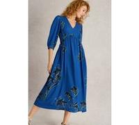 White Stuff Lucy Midi Dress Blue Print Taille: 10 REGULAR | Robes Outlet | Femme | Bleu
