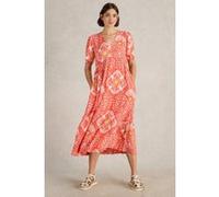 White Stuff Lucy Midi Dress Coral Print Taille: 8 REGULAR | Robes Outlet | Femme | Orange