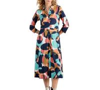 White Stuff Maillot RUA pour Femme - Manches Courtes avec Patte de Boutonnage - Bleu Marine Multicolore - Taille 42R