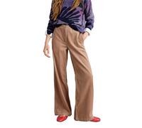 White Stuff Pantalon en Velours côtelé Belle à Jambes Larges - Taille mi-Haute, Longueur Cheville, mélange de Coton avec Fermeture éclair - Naturel Clair - Taille 40/R