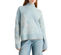 White Stuff Pull Fenella à Fleurs - Col Montant, Coupe Classique, mélange Laine-Nylon - Bleu Multicolore - Taille 42