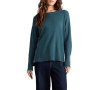 White Stuff Pull Olive - Manches Longues, col Rond, Coupe Classique, Maille de Coton - Bleu Moyen - Taille 42