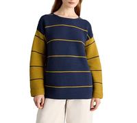 White Stuff Pull rayé Jana de - Manches Longues, col Rond, Coupe Classique, Maille de Coton - Bleu Marine Multicolore - Taille 42