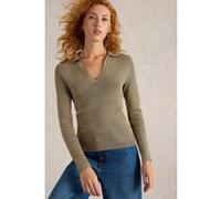 White Stuff Riley Sparkle Rib Collar Khaki Green Taille: 8 | Manches longues Outlet | Femme | Marron