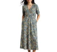 White Stuff Robe Megan en Jersey - Manches Longues et col V, conçue pour Le Confort et Le Style - Bleu Marine Multicolore - Taille 36R