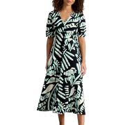 White Stuff Robe Megan en Jersey pour Femme de - Style Polyvalent à Manches Longues pour Le Jour et Le Soir, en mélange Coton-Modal - Noir Magenta - Taille 42R