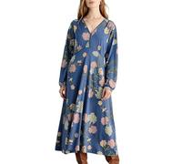 White Stuff Robe Megan en Jersey pour Femme de - Une Robe Polyvalente à Manches Longues et col en V pour Un Style Facile à Porter - Bleu MLT - Taille 40R