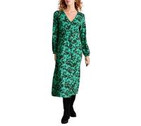 White Stuff Robe Megan en Jersey - Robe Classique mi-Longue à Enfiler en Jersey de Coton-Modal - Imprimé Vert - Taille 36