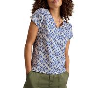 White Stuff T-Shirt à col cranté Nelly pour Femme de - T-Shirt décontracté à Manches Courtes - Bleu MLT - Taille 44