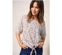 White Stuff Tie Hem Top Natural Printed Taille: 6 REGULAR | Chemisiers Outlet | Femme