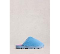 White Stuff White Stuff Blue Faux Fur Mule Slippers