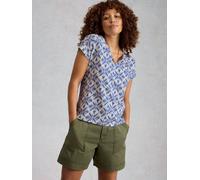 White Stuff White Stuff Blue Nelly Notch Neck T-Shirt