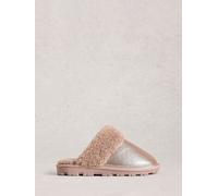 White Stuff White Stuff Gold Suede Shearling Slipper Mules