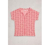 White Stuff White Stuff Pink Cotton Blend Nelly Notch Neck T-Shirt