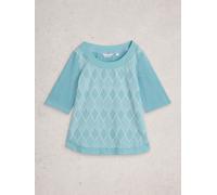 White Stuff White Stuff Sky Blue Weaver Broderie T-Shirt