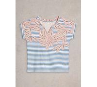 White Stuff White Stuff White/Natural 100% Cotton Nelly Notch Neck T-Shirt