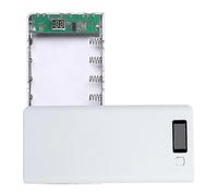 (White) Sturdy And Wearable 8x 18650 Batteries Diy Power -bank Box Holder For Case Dual Usb Charger With Led Light