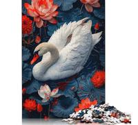 White Swan Lotus Pond Puzzles 1000 Pièces Cadeau Unique Jeu Éducatif Challenge Toy À De Qualité Supérieure Peinture Art pour Adultes Enfants 1000pcs (40x28cm)