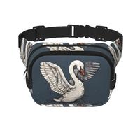 White Swan Unisexe Taille Réglable Carré Double Couche Ceinture Sac pour Activités de Plein Air Voyage Course Randonnée, Noir , Taille unique