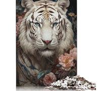 White Tiger Floral Bliss Puzzle 1000 Pièces Educa Jouet en Bois Divertissement Créatif Décoration Intérieure Jeu Éducatif Challenge Toy Adultes Et Enfants À Partir De 14 Ans 1000pcs (38x26cm)