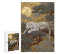 White Tiger Moonlit Forest Art Print Puzzle 1000 Pièces Educa Jouet en Bois Cadeau Unique Décoration Intérieure Jeu Éducatif Challenge Toy Adultes Et Enfants À Partir De 14 Ans 1000 PCS