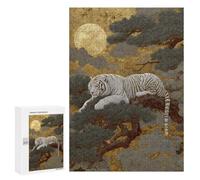 White Tiger Moonlit Forest Art Print Puzzle 1000 Pièces Educa Jouet en Bois Cadeau Unique Décoration Intérieure Jeu Éducatif Challenge Toy Adultes Et Enfants À Partir De 14 Ans 300 PCS