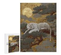 White Tiger Moonlit Forest Art Print Puzzle 500 Pièces Educa Jouet en Bois Cadeau Unique Décoration Intérieure Jeu Éducatif Challenge Toy Adultes Et Enfants À Partir De 14 Ans 500 PCS