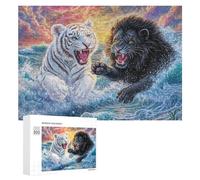 White Tiger par Forest Stream au crépuscule Puzzle 300 Pièces pour Adultes Jeu De Détente Endurance Mentale Cadeau pour Longues Soirées 300 PCS