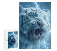White Tiger Roar Nature's Power Puzzle 1000 Pièces Educa Jouet en Bois Cadeau Unique Décoration Intérieure Jeu Éducatif Challenge Toy Adultes Et Enfants À Partir De 14 Ans 1000 PCS