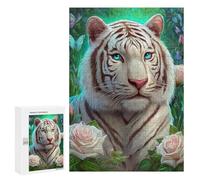 White Tiger with Blue Eyes in Garden Puzzle 1000 Pièces Educa Jouet en Bois Cadeau Unique Décoration Intérieure Jeu Éducatif Challenge Toy Adultes Et Enfants À Partir De 14 Ans 300 PCS