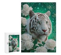 White Tiger with Roses Puzzle 1000 Pièces Educa Jouet en Bois Cadeau Unique Décoration Intérieure Jeu Éducatif Challenge Toy Adultes Et Enfants À Partir De 14 Ans 300 PCS