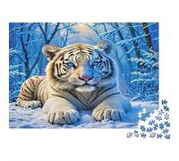 White Tigre Casse-tête 1000 Pièces sans Poussière, Puzzles pour Adultes Jeu De Patience pour Une Activité Jour De Pluie, Cadeau De Retraite 38x26cm/1000pcs