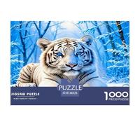 White Tigre Puzzle 1000 Pièces pour Adultes Et Enfants Dès 14 Ans Jeu De Patience Et De Réflexion Faune Sauvage De Qualité Supérieure Décoration De La Maison 38x26cm/1000pcs