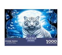White Tigre Puzzle De 1000 Pièces pour Adultes Et Enfants À Partir De 12 Ans Jeu De Patience Et De Réflexion Faune Sauvage De Qualité Supérieure - Activité Familiale Parfaite 38x26cm/1000pcs
